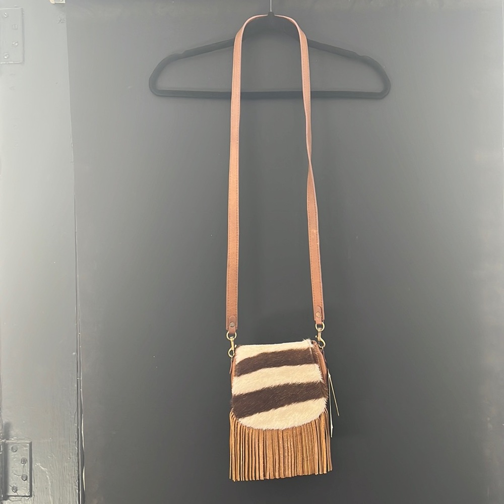 KULU  real zebra mini fringe satchel